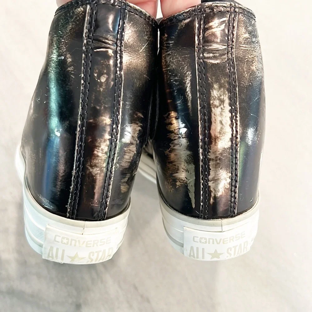 Chuck Taylor Lux Brush-Off Leather Wedge Sneakers Size 5 Gunmetal Bronze